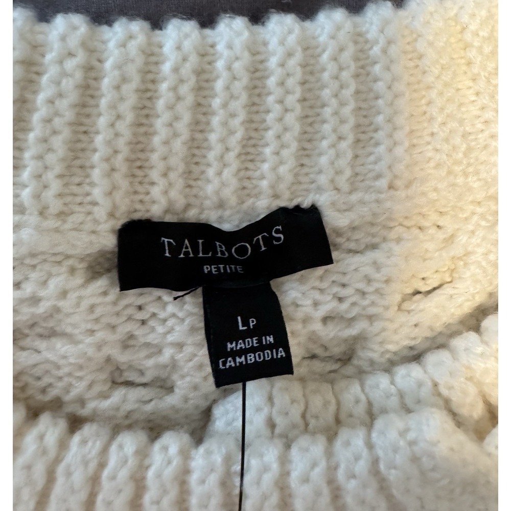 Lot Of 2 Talbots Cable Knit Sweater Vest Cream LP New With Tag & Loft Burgundy L - Picture 7 of 14